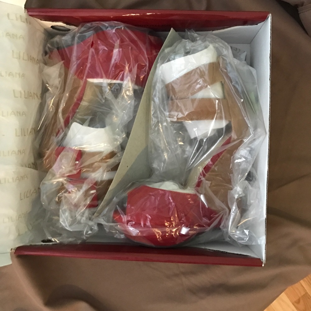 Red wedge heels size 5.5